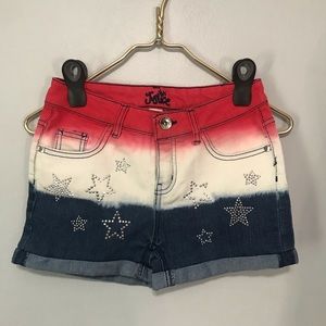 Justice Patriotic Rhinestone Tie Dye Girls Denim Shorts
